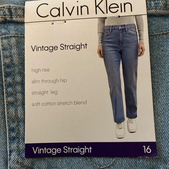 Calvin Klein jeans, size 16, Vintage Straight style, light blue wash. Raw hem. - Picture 3 of 6